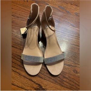 Elegant Tan Heels with Silver Accents